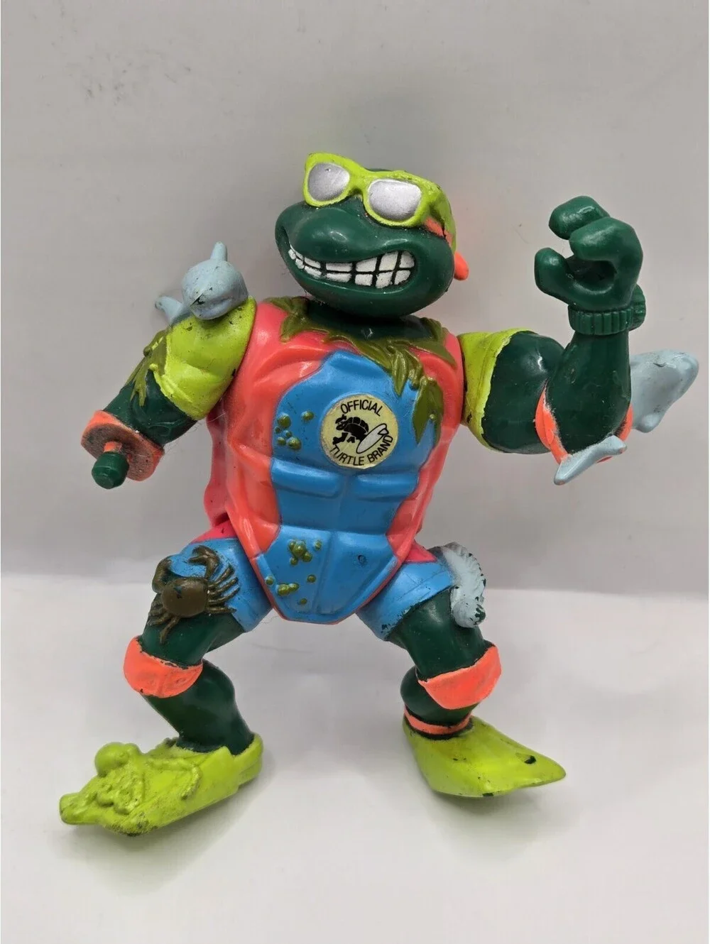 Vintage 1990 TMNT Teenage Mutant Ninja Turtles Mike the Sewer Surfer Missing Arm